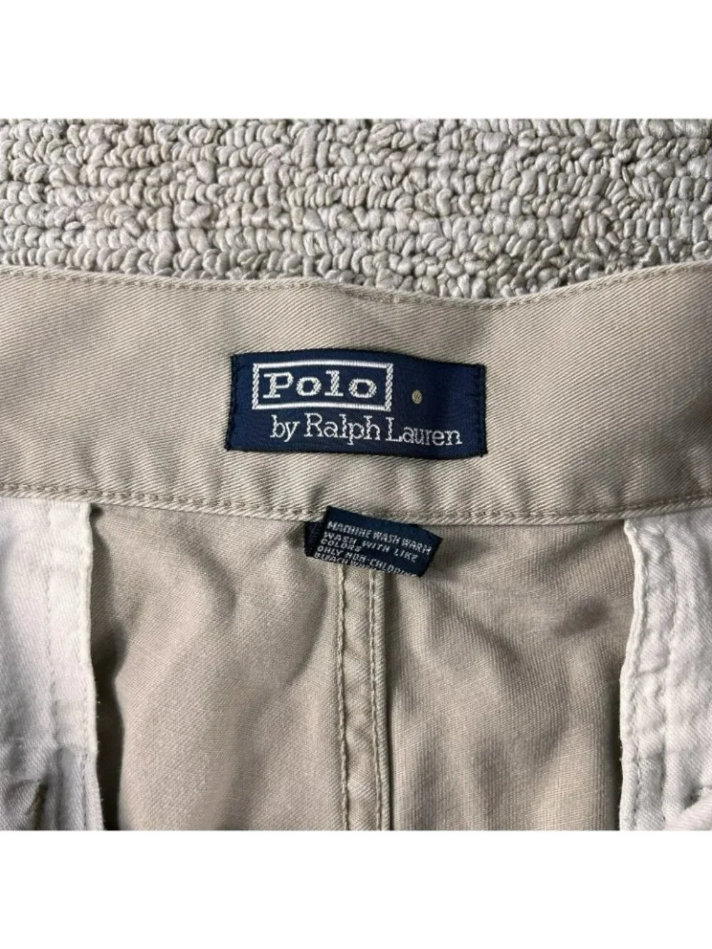 Polo Ralph Lauren Flat Front Cargo Shorts Pockets Beige Men’s Size 34 x 8